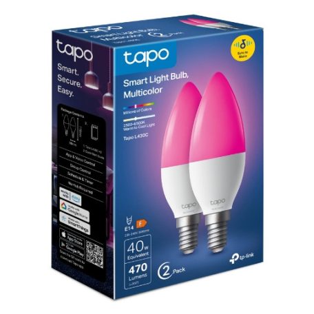 TP-LINK LED Izzó Wi-Fi-s E14, Multi Color, váltakozó színekkel, TAPO L430C (2-PACK)